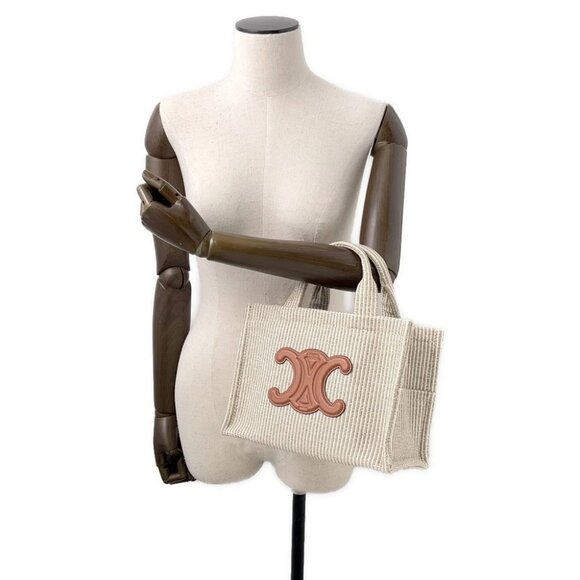 CELINE Small Kabatais 2-Way Bag Canvas/Leather Gray/Brown 199162 - Picture 12 of 16